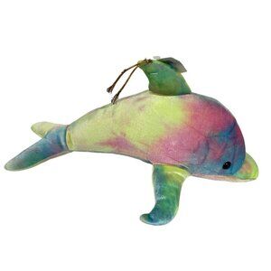 Tie-Dye Plush Dolphin Stuffed Animal Toy 12" Multicolor Soft Plush